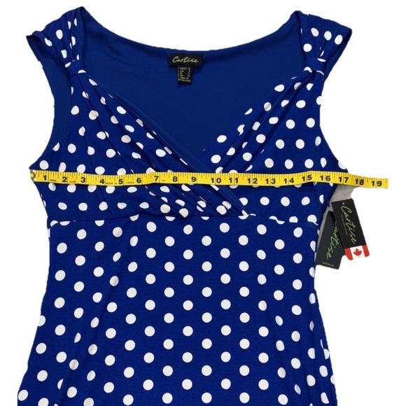 NEW Cartise Polka Dot‎ Sundress Women's Size 8 Royal Blue Summer Vacation Flirty - Picture 4 of 8